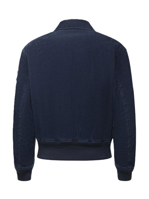 Bomber in velluto a costine con logo - stone island Stone Island | K2S154100123S0J10V0021 INDIGO